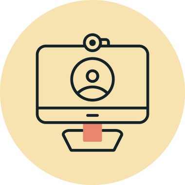 çevrimiçi konferans, illüstrasyon, vektör simgesi