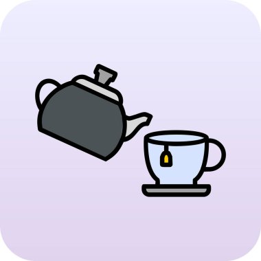 Çaydanlık ve çaydanlık ikon vektör çizimi