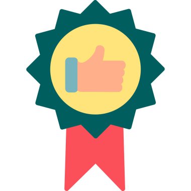 Başparmak Yukarı simgesi ve vektör illüstrasyonuyla En İyi Uygulama Rozeti  