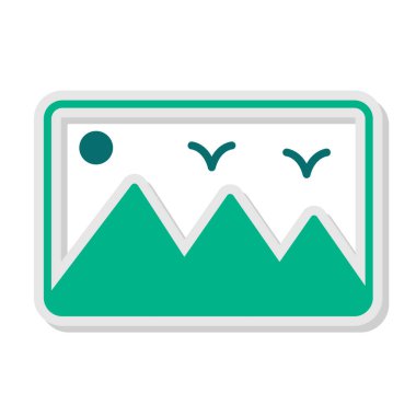 Dağ manzarası simgesi, vektör illüstrasyonu