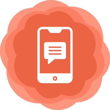 Ekran simgesinde konuşma balonu olan akıllı telefon, vektör illüstrasyon grafik tasarımı 