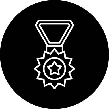 Kurdele ikon vektör illüstrasyonlu madalya 