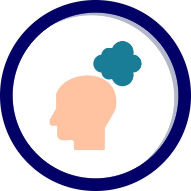 Düşünen baş simgesi, vektör çizimi basit tasarım