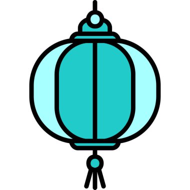 Oriental kağıt fener ağ simgesi, vektör illüstrasyonu 