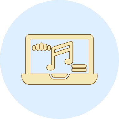 dizüstü bilgisayar vektör illüstrasyonu üzerine nota