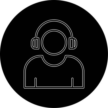 Etkilendirici kulaklık takar Web simgesi, vektör illüstrasyonu