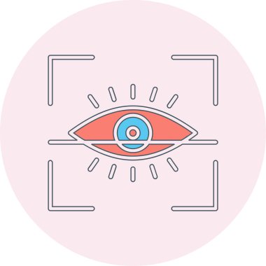 Göz Tarama Ağı simgesi, vektör illüstrasyonu. Tarama çerçevesi vektör ana hatları işaretli dijital göz