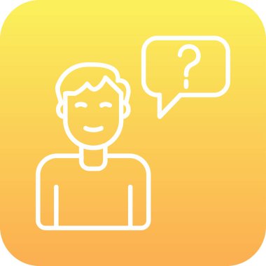 Müşteri Soru simgesi, vektör illüstrasyonu. Logotype. Konuşma balonunda soru işareti olan çocuk Avatar 'ı  