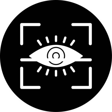 Göz Tarama Ağı simgesi, vektör illüstrasyonu. Tarama çerçevesi vektör ana hatları işaretli dijital göz