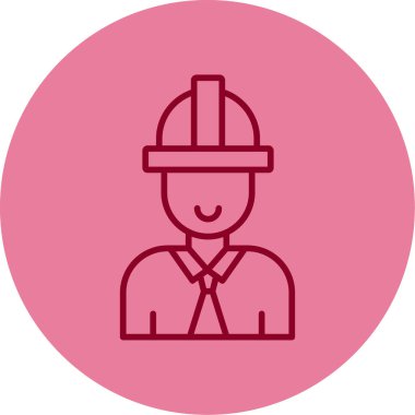 Miğfer ağ simgesi içindeki mimar işçisi, vektör illüstrasyonu 