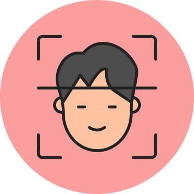 Yüz Tanıma vektör simgesi izole edildi. Yüz logosu taranıyor.