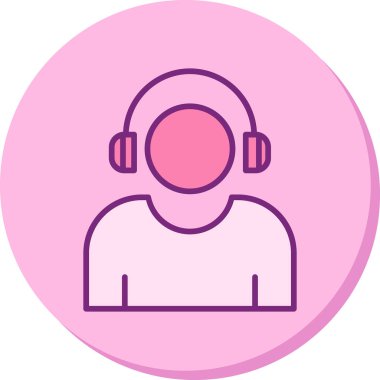 Etkilendirici kulaklık takar Web simgesi, vektör illüstrasyonu