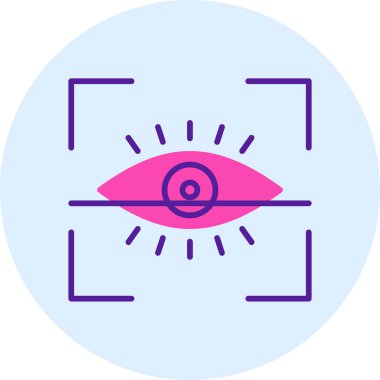 Göz Tarama Ağı simgesi, vektör illüstrasyonu. Tarama çerçevesi vektör ana hatları işaretli dijital göz