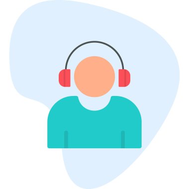 Etkilendirici kulaklık takar Web simgesi, vektör illüstrasyonu