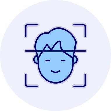 Yüz Tanıma vektör simgesi izole edildi. Yüz logosu taranıyor.
