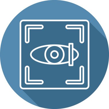 Göz Tarama Ağı simgesi, vektör illüstrasyonu. Tarama çerçevesi vektör ana hatları işaretli dijital göz