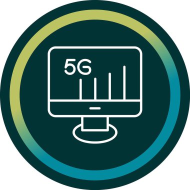 5G Monitör. Web simgesi basit illüstrasyon          