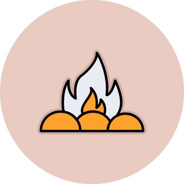 Kamp ateşi simgesi, vektör illüstrasyonu, düz tasarım 