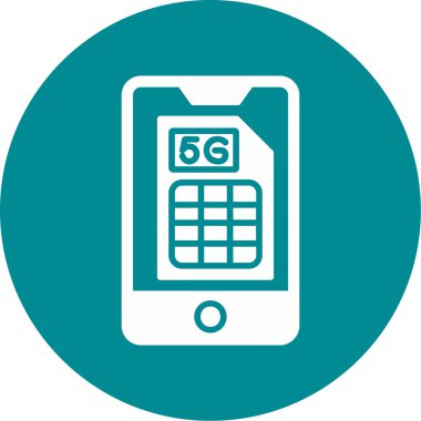 Smartphone 5g Sim web simgesi vektör illüstrasyonu