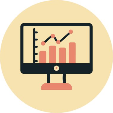 çevrimiçi bar grafikli bilgisayar ekranı, web simgesi basit illüstrasyon