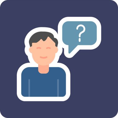 Müşteri Soru simgesi, vektör illüstrasyonu. Logotype. Konuşma balonunda soru işareti olan çocuk Avatar 'ı  