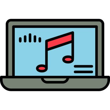 dizüstü bilgisayar vektör illüstrasyonu üzerine nota