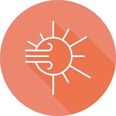 Güneşli rüzgarlı hava durumu simgesi, vektör illüstrasyonu