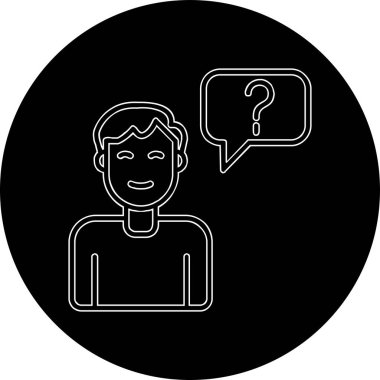 Müşteri Soru simgesi, vektör illüstrasyonu. Logotype. Konuşma balonunda soru işareti olan çocuk Avatar 'ı  