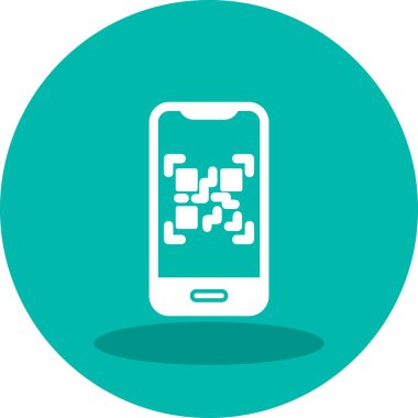 Cep telefonu ekranında QR kodu, vektör illüstrasyonu basit tasarım