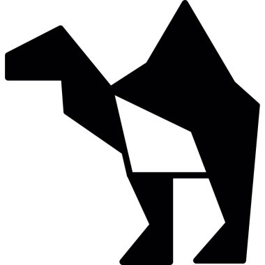 Origami tarzında deve simgesi, vektör illüstrasyonu 