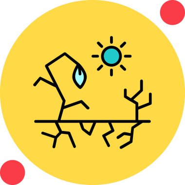 Kuraklık web simgesi, vektör illüstrasyonu, beyaz arkaplanda izole edilmiş küresel ısınma işareti 