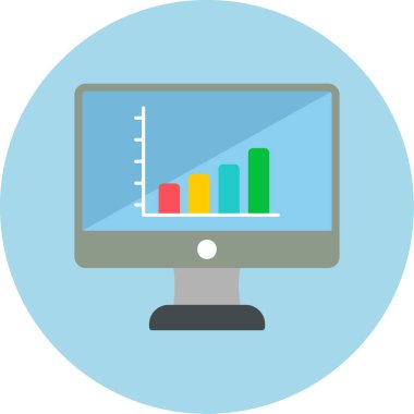 çevrimiçi bar grafikli bilgisayar ekranı, web simgesi basit illüstrasyon