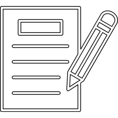 kalem ile doküman. Web simgesi basit illüstrasyon