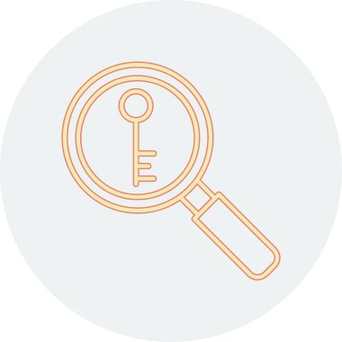 Anahtarlı büyüteç, vektör illüstrasyonu basit tasarım