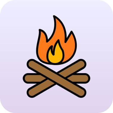 şenlik ateşi simgesi, ağ basit illüstrasyon