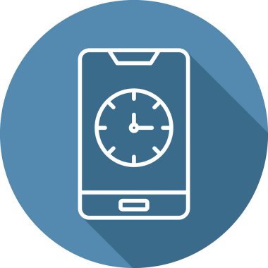 saat ve vektör illüstrasyonlu cep telefonu