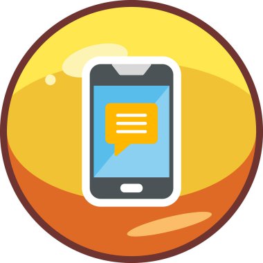 Ekran simgesinde konuşma balonu olan akıllı telefon, vektör illüstrasyon grafik tasarımı 