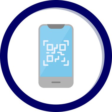 Cep telefonu ekranında QR kodu, vektör illüstrasyonu basit tasarım