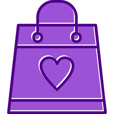 Aşk ikonlu alışveriş çantası, vektör illüstrasyonu