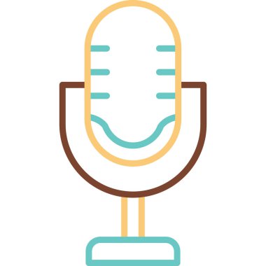 Retro mikrofon simgesi, vektör çizim 