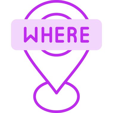 konum simgesi, vektör illüstrasyonunun bulunduğu yeri sözcükle işaretle