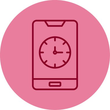 saat ve vektör illüstrasyonlu cep telefonu