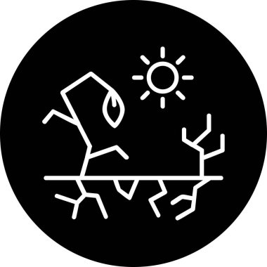 Kuraklık web simgesi, vektör illüstrasyonu, beyaz arkaplanda izole edilmiş küresel ısınma işareti 