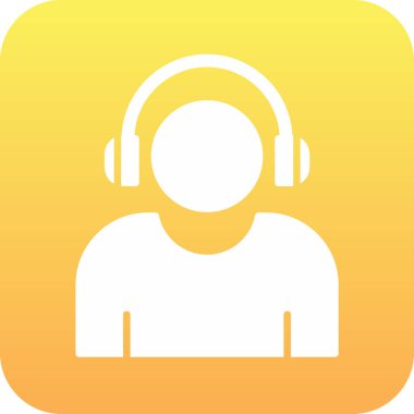 Etkilendirici kulaklık takar Web simgesi, vektör illüstrasyonu