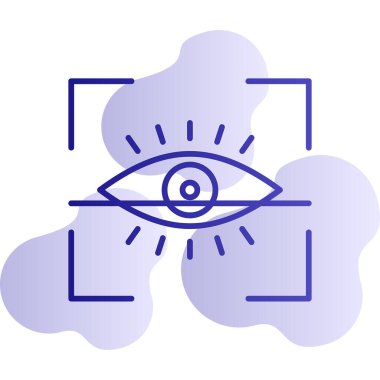 Göz Tarama Ağı simgesi, vektör illüstrasyonu. Tarama çerçevesi vektör ana hatları işaretli dijital göz