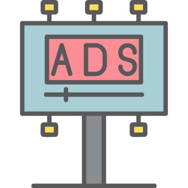 Reklam panosu simgesi, vektör illüstrasyonu basit tasarım
