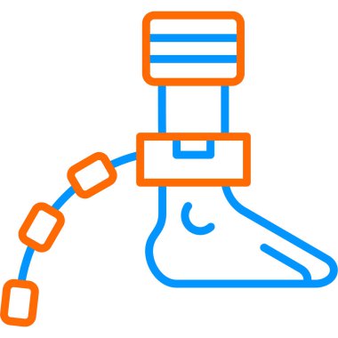 Bacağında kettlebell olan köle, vektör çizimi.  