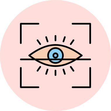 Göz Tarama Ağı simgesi, vektör illüstrasyonu. Tarama çerçevesi vektör ana hatları işaretli dijital göz