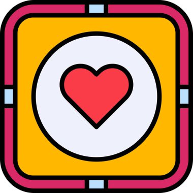 Kalp yassı simgesi, vektör illüstrasyonu