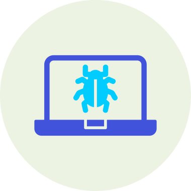 bilgisayar zararlı yazılım simgesi, vektör illüstrasyonu basit tasarım